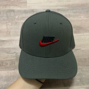 Nike Hat Cap Snap Back Gray Red Swoosh Embroidered Just Do It Classic99 Mens